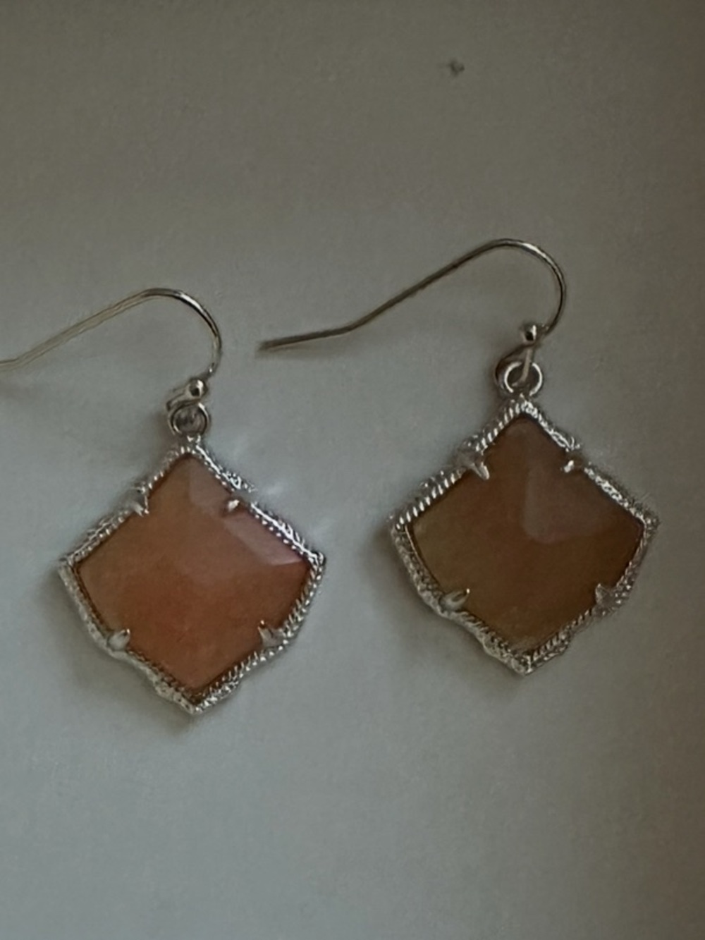 Sterling Silver Peach Stone Dangle Earrings - Women Jewelry